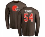 Cleveland Browns #54 Olivier Vernon Brown Name & Number Logo Long Sleeve T-Shirt