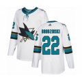 San Jose Sharks #22 Jonny Brodzinski Authentic White Away Hockey Jersey