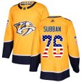 Nashville Predators #76 P.K Subban Authentic Gold USA Flag Fashion NHL Jersey
