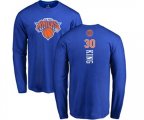 New York Knicks #30 Bernard King Royal Blue Backer Long Sleeve T-Shirt