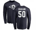 Los Angeles Rams #50 Samson Ebukam Navy Blue Name & Number Logo Long Sleeve T-Shirt