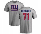 New York Giants #71 Will Hernandez Ash Name & Number Logo T-Shirt