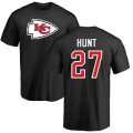 Kansas City Chiefs #27 Kareem Hunt Black Name & Number Logo T-Shirt