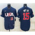 USA Baseball #15 Bobby Witt Jr Number 2023 Navy World Baseball Classic Stitched