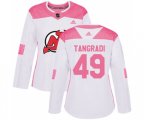 Women New Jersey Devils #49 Eric Tangradi Authentic White Pink Fashion Hockey Jersey