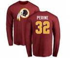 Washington Redskins #32 Samaje Perine Maroon Name & Number Logo Long Sleeve T-Shirt