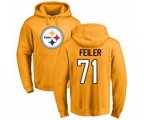 Pittsburgh Steelers #71 Matt Feiler Gold Name & Number Logo Pullover Hoodie