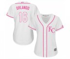 Women's Kansas City Royals #16 Paulo Orlando Replica White Fashion Cool Base Baseball Jersey