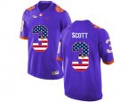2016 US Flag Fashion Clemson Tigers Artavis Scott #3 College Football Limited Jersey - Purple