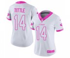 Women San Francisco 49ers #14 Y.A. Tittle Limited White Pink Rush Fashion Football Jersey