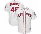 Boston Red Sox #45 Pedro Martinez Replica White Cooperstown Baseball Jersey