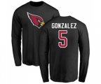 Arizona Cardinals #5 Zane Gonzalez Black Name & Number Logo Long Sleeve T-Shirt