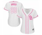 Women's St. Louis Cardinals #20 Lou Brock Replica White Fashion Cool Base Baseball Jersey
