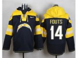 Los Angeles Chargers #14 Dan Fouts Navy Blue Player Pullover Hoodie