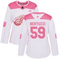 Women's Detroit Red Wings #59 Tyler Bertuzzi Authentic White Pink Fashion NHL Jersey