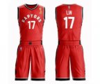Toronto Raptors #17 Jeremy Lin Swingman Red 2019 Basketball Finals Champions Suit Jersey - Icon Edition