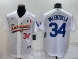 Los Angeles Dodgers #34 Fernando Valenzuela Rainbow Number White Mexico Cool Base Nike Jersey