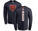 Chicago Bears #9 Jim McMahon Navy Blue Backer Long Sleeve T-Shirt