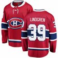 Montreal Canadiens #39 Charlie Lindgren Authentic Red Home Fanatics Branded Breakaway NHL Jersey