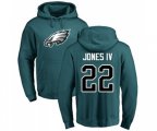 Philadelphia Eagles #22 Sidney Jones Green Name & Number Logo Pullover Hoodie