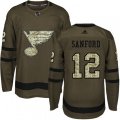 St. Louis Blues #12 Zach Sanford Premier Green Salute to Service NHL Jersey