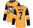 Adidas Pittsburgh Penguins #7 Paul Martin Premier Gold Alternate NHL Jersey