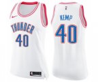Women's Oklahoma City Thunder #40 Shawn Kemp Swingman White Pink Fashion Basketball Jersey