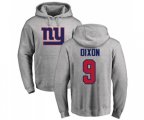 New York Giants #9 Riley Dixon Ash Name & Number Logo Pullover Hoodie