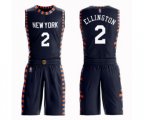 New York Knicks #2 Wayne Ellington Swingman Navy Blue Basketball Suit Jersey - City Edition