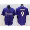 Baltimore Ravens #9 Justin Tucker Purple With Patch Cool Base Stitched Baseball Jersey
