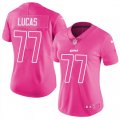 Women Detroit Lions #77 Cornelius Lucas Limited Pink Rush Fashion NFL Jersey