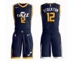 Utah Jazz #12 John Stockton Swingman Navy Blue Basketball Suit Jersey - Icon Edition