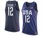 Nike Team USA #12 DeMarcus Cousins Swingman Navy Blue 2016 Olympic Basketball Jersey