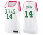 Women's Boston Celtics #14 Bob Cousy Swingman White Pink Fashion Basketball Jersey