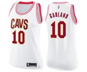 Women\'s Cleveland Cavaliers #10 Darius Garland Swingman White Pink Fashion Basketball Jersey