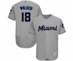 Miami Marlins #18 Neil Walker Grey Road Flex Base Authentic Collection Baseball Jersey