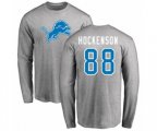 Detroit Lions #88 T.J. Hockenson Ash Name & Number Logo Long Sleeve T-Shirt
