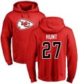 Kansas City Chiefs #27 Kareem Hunt Red Name & Number Logo Pullover Hoodie