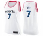 Women's Minnesota Timberwolves #7 Jordan Bell Swingman White Pink Fashion Basketball Jersey