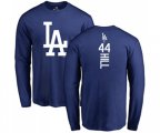 Los Angeles Dodgers #44 Rich Hill Royal Blue Backer Long Sleeve T-Shirt