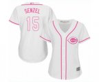 Women's Cincinnati Reds #15 Nick Senzel Replica White Fashion Cool Base Baseball Jersey