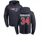 New England Patriots #34 Rex Burkhead Navy Blue Name & Number Logo Pullover Hoodie