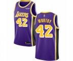 Los Angeles Lakers #42 James Worthy Authentic Purple Basketball Jerseys - Icon Edition