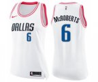 Women's Dallas Mavericks #6 Josh McRoberts Swingman White Pink Fashion Basketball Jersey