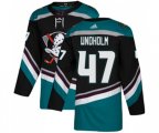 Anaheim Ducks #47 Hampus Lindholm Authentic Black Teal Alternate Hockey Jersey