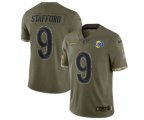 Los Angeles Rams #9 Matthew Stafford 2022 Olive Salute To Service Limited Stitched Jersey