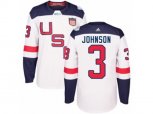 Youth Adidas Team USA #3 Jack Johnson Authentic White Home 2016 World Cup Ice Hockey Jersey