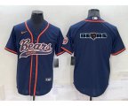 Chicago Bears Navy Team Big Logo With Patch Cool Base Stitched Baseball Jersey