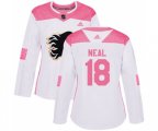 Women Calgary Flames #18 James Neal Authentic White Pink Fashion Hockey Jersey