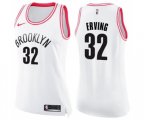 Women's Brooklyn Nets #32 Julius Erving Swingman White Pink Fashion Basketball Jersey